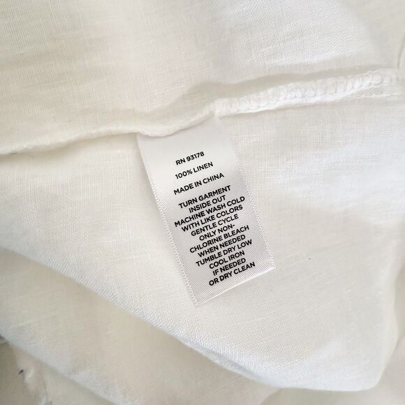 Magaschoni Women's White 100% Linen Midi Button Front Dress Sz Large Shirtdress - Picture 5 of 6